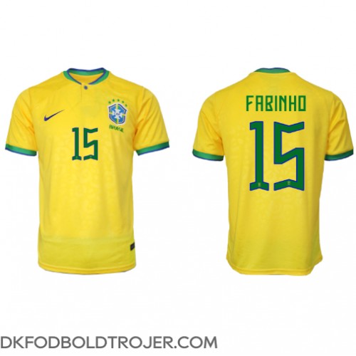 Billige Brasilien Fabinho #15 Hjemmebane Fodboldtrøjer VM 2022 Kortærmet